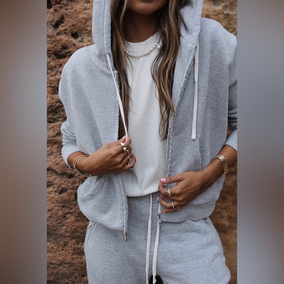 NWT Bandier x Sincerely Jules The Juniper Zip Up Hoodie Grey